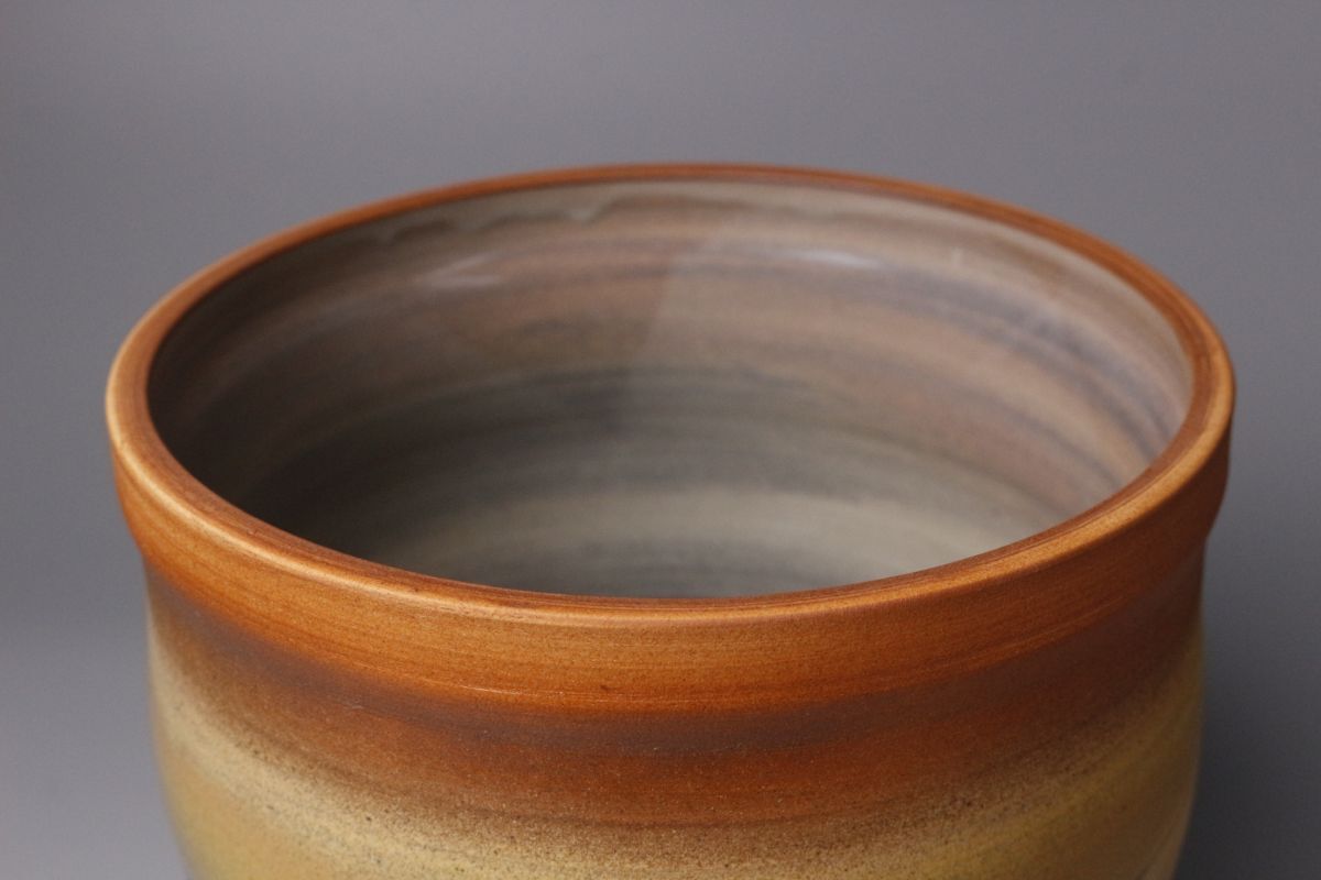 LIG】萩焼 大和保男作 炎彩練上水指 共箱 共布 栞 茶道具 山口県