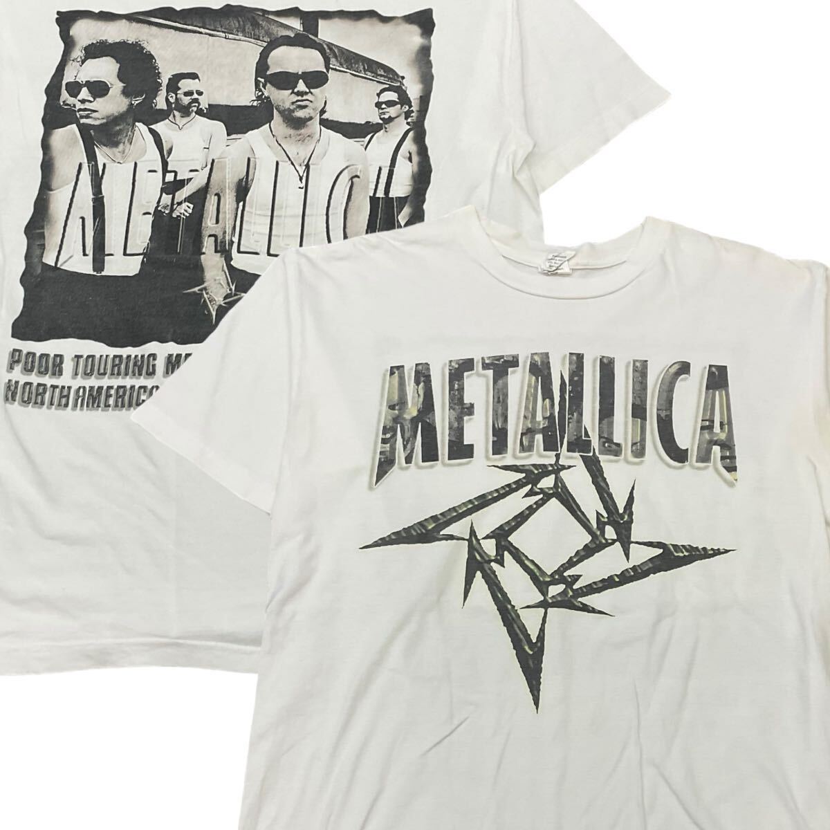 90s METALLICA Tシャツ POOR TOURING ME ツアー 96-97 L ホワイト バンド バンT ロック メタル ミュージック メタリカ ヴィンテージ