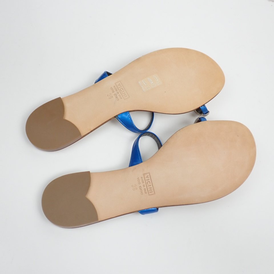 ★未使用 ジュゼッペザノッティ スワロフスキー フラットサンダル 36/23cm相當(dāng)/ブルー×シルバー×ベージュ&1201700716