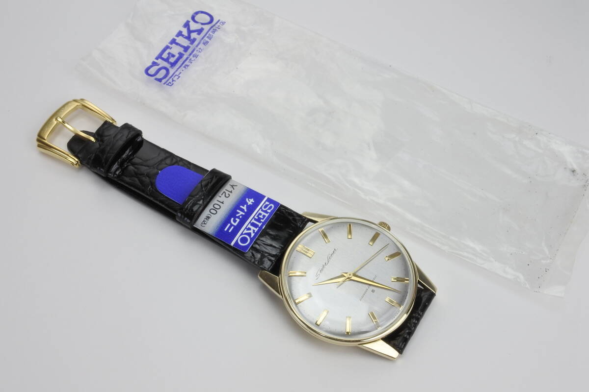 当時薄型限界国産高級モデル*1962年製SEIKO(SEIKOSHA)セイコー ライナー SD文字盤14K 総金張 23石手巻紳士腕時計 鰐革ベルト 国産名機_画像10