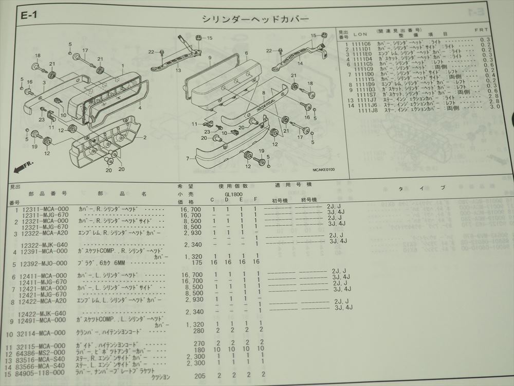 Gold Wing SE AIRBAG NAVI GOLDWING SC68-100 110 120 130 список запасных частей 4 версия GL1800 эпоха Heisei 26 год 11 месяц выпуск
