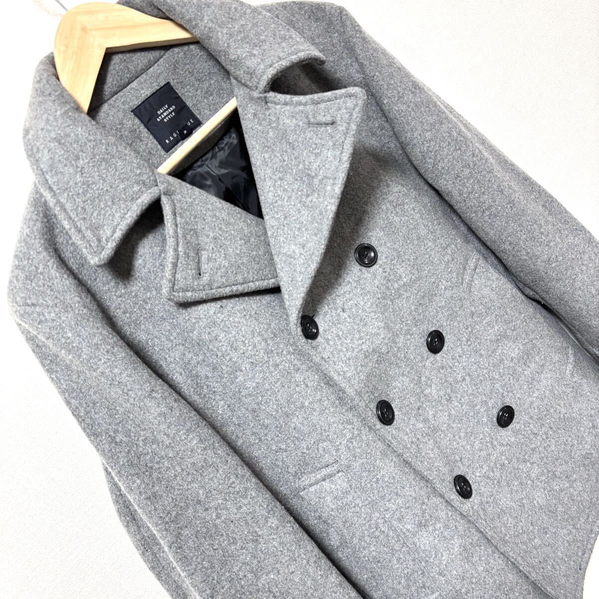 定番人気！【RAGEBLUE】レイジブルー ピーコート Pコート メルトン ウール ショート丈 アウター 通勤 通学 グレー メンズ サイズM/Y34533SS_画像6