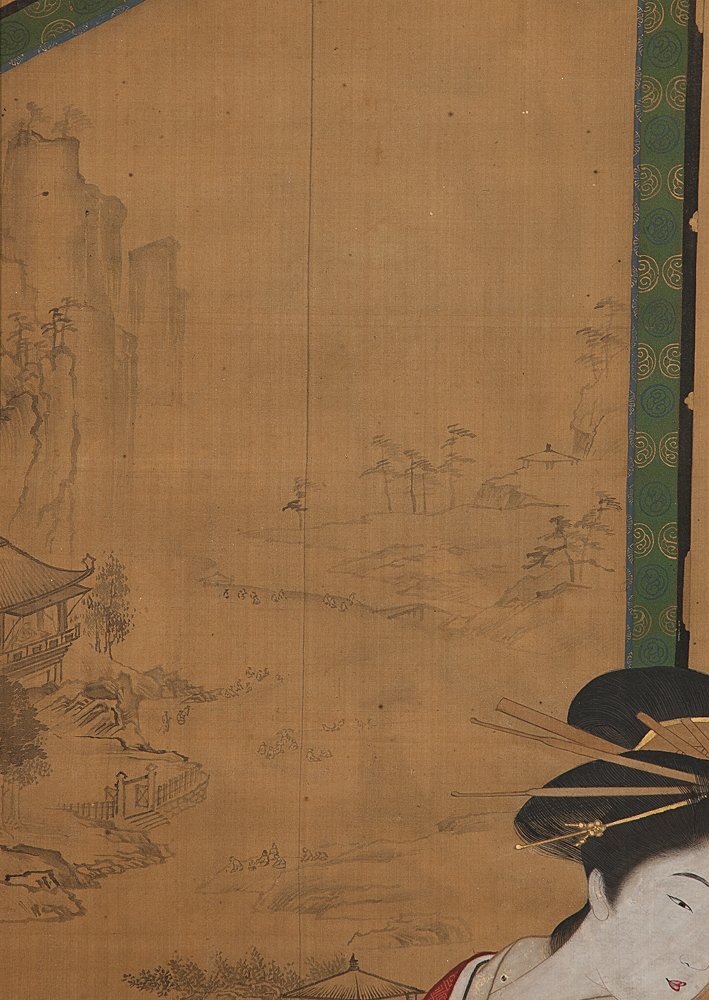 美人画 肉筆 絹本大幅 五】古画 美人画 絹本 彩色 肉筆 額装(人物、菩薩)|売買された