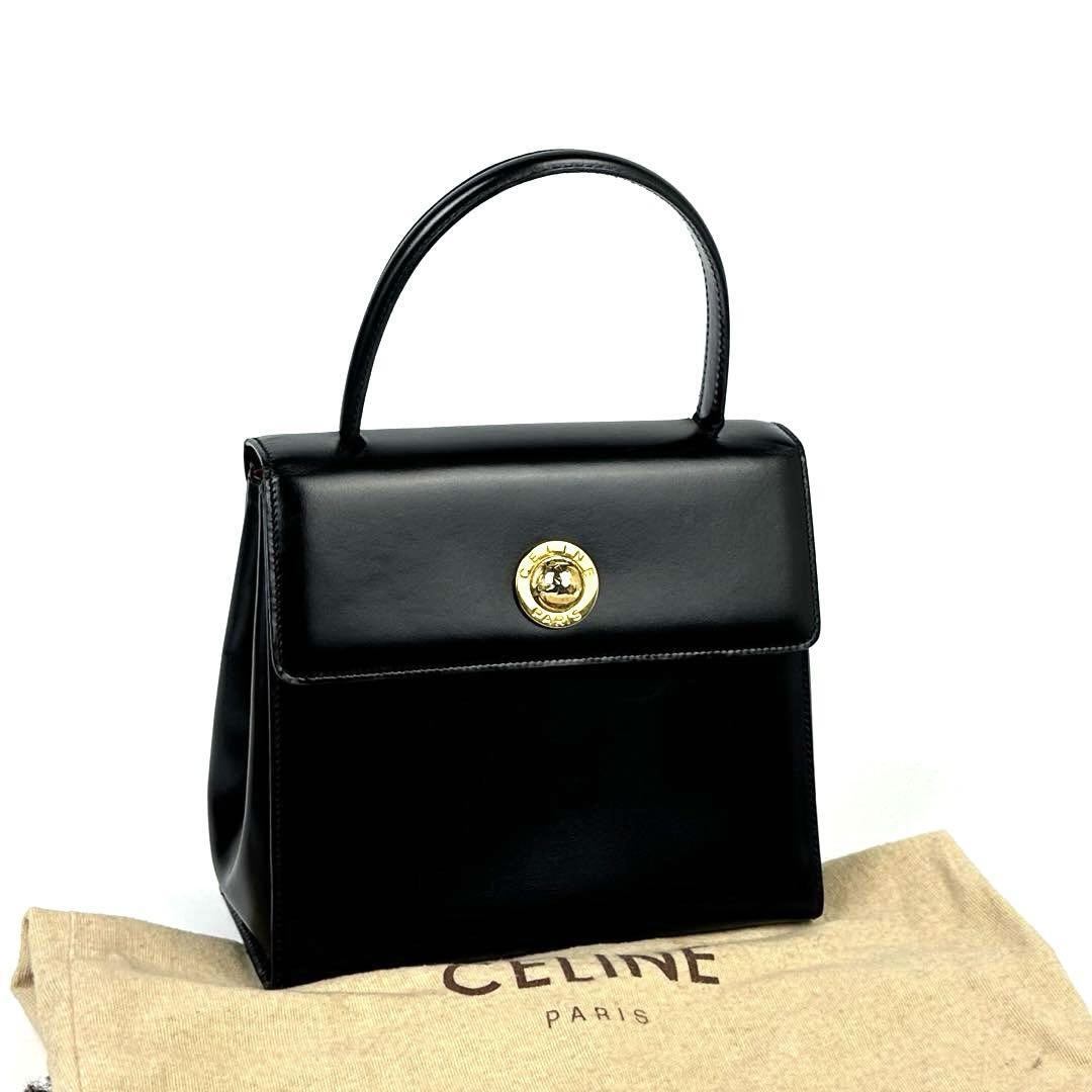 【美品】セリーヌ ハンドバッグ スターボール ゴールド金具 レザー ブラック 美品 CELINE セリーヌ ハンドバッグ トートバッグ スターボール