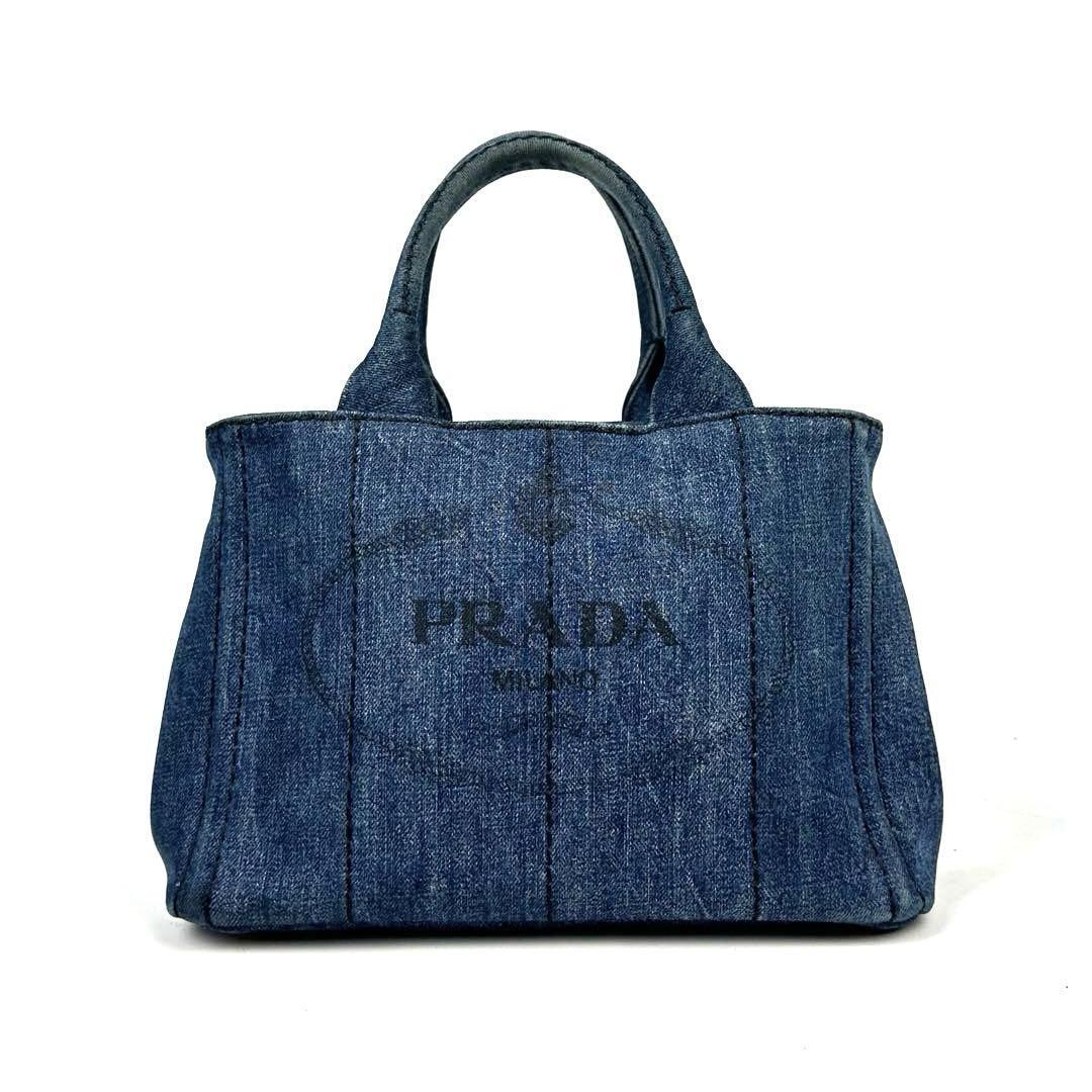 プラダ PRADA ハンドバッグ カナパS ビアンコ デニム 三角ロゴ 美品 PRADA プラダ カナパ ハンドバッグ トートバッグ ミニ