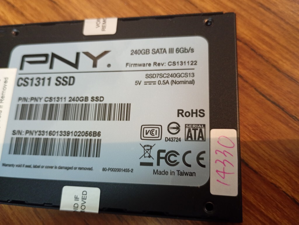 ■ SSD ■ 240GB （14330時間）　PNY　米国　正常判定　送料無料_画像5