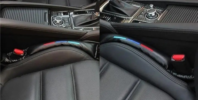 BMW ３色ラインカラー シートサイド隙間クッション センターコンソール スペースクッション ギャップカバー Mパフォーマンス ２本セット_画像2