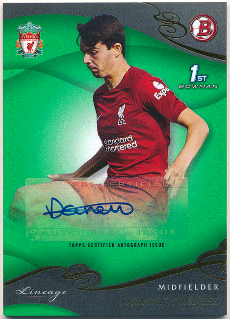 Dominic Corness 2022-23 Topps Liverpool FC Lineage Bowman 1st Green Signature Auto 50枚限定 直筆サイン オート ドミニク?コーネス