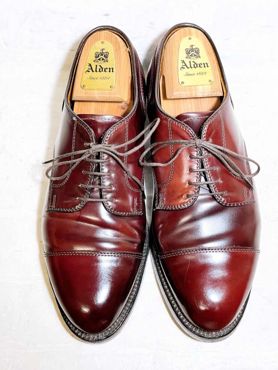 数回着【極美品】Alden オールデン 最高級 コードバン バーガンディ US8 箱 シューツリー付【極美品】Alden オールデン 最高級 コード