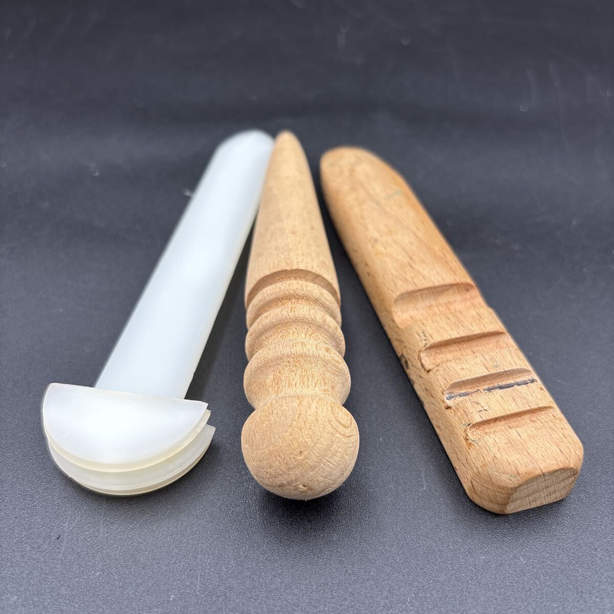 レザークラフト材料　木製エッジスリッカー/コーンスリッカー/ヘラ付き磨き　CRAFT 革加工用品_画像2