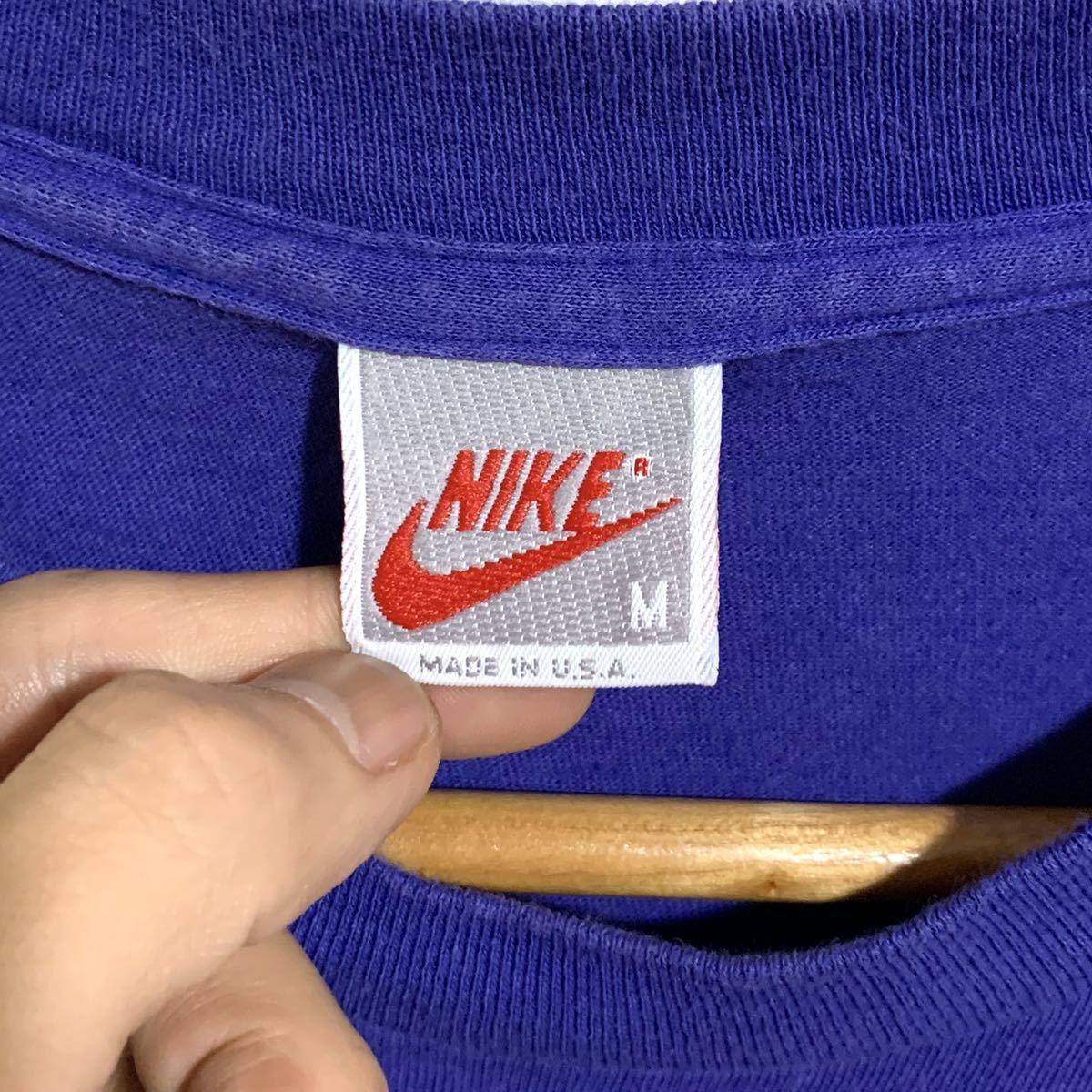 ■90s 90年代 ビンテージ USA製 NIKE ナイキ 銀タグ ビーチバレー 両面プリント 半袖Tシャツ 古着 アメカジ スポーツ ブルー サイズM■_画像7