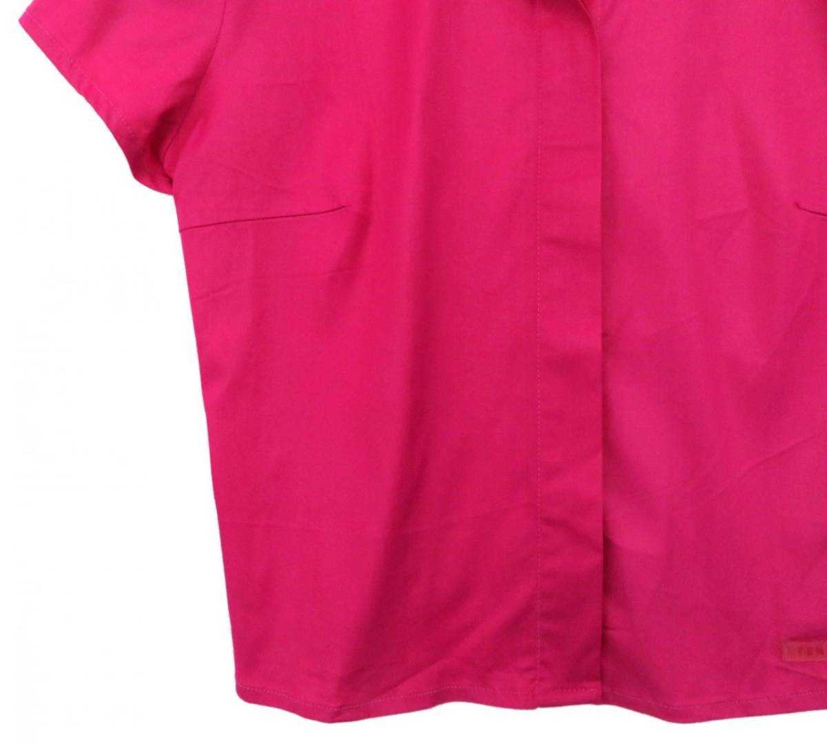 3589 beautiful goods FENDI Fendi stretch short sleeves shirt blouse Italy made 42 pink rare color Vintage kala Full color 