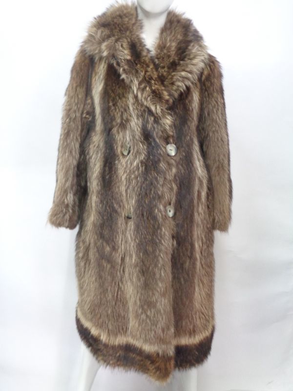 いいスタイル ラクーン毛皮ファー・コート アメリカンサイズ6 裾部分