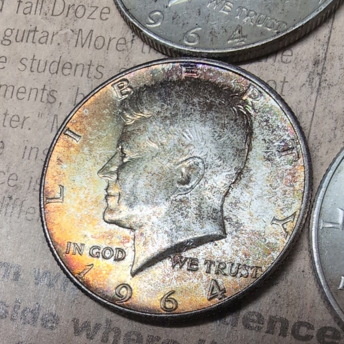外国銀貨 アメリカケネディ銀貨 1964年 4枚 トーン アメリカ ケネディ 1964 大統領 ハーフダラー 銀貨 4枚