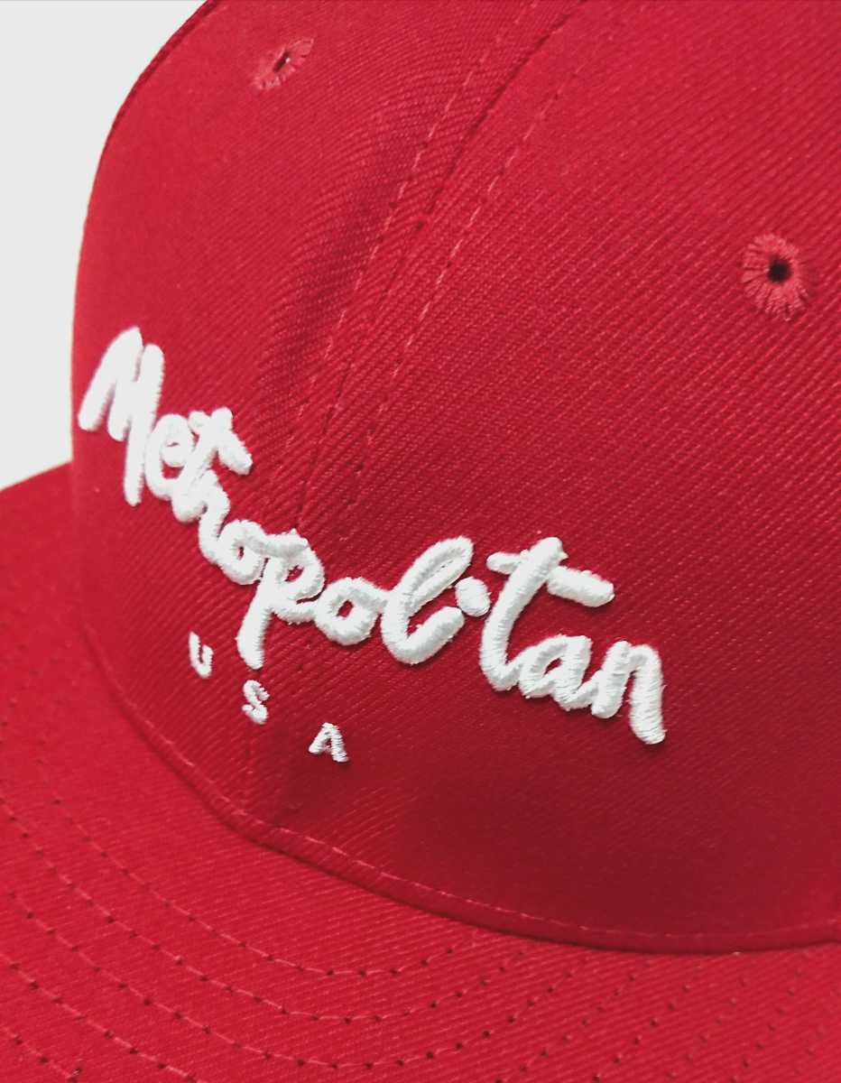 Metropolitan USA 58サイズ メトロポリタン NEW ERA ニューエラ 59FIFTY フラッグロゴ刺繍 キャップ 赤 ユニセックス帽子_画像2