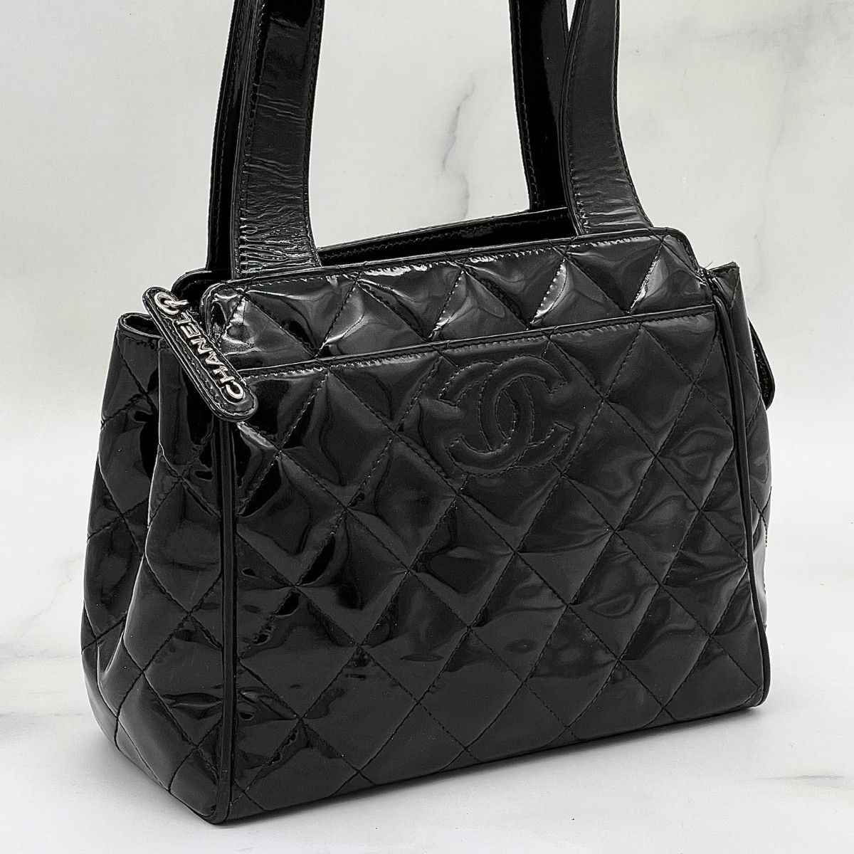 シャネル CHANEL ココマーク ハンドバッグ レザー 黒 トート シャネル マトラッセ ココマーク ハンドバッグ パテント