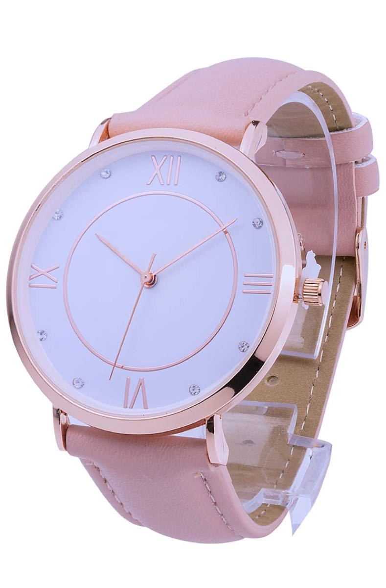 SUNVENうで時計レディースかわいい丸い時計女性用ピンク