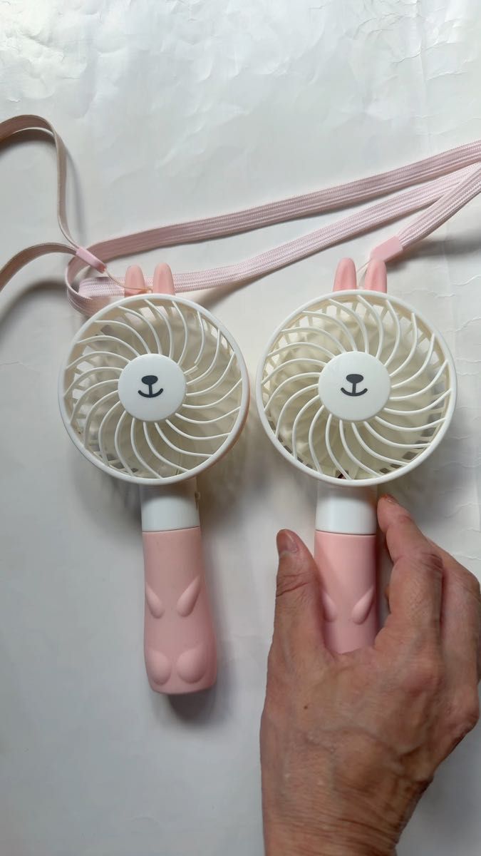 390 サンキュー マート ハンディファン 扇風機 携帯 充電式 USB 充電 小型 手持ち ポータブル セット うさぎ ピンク