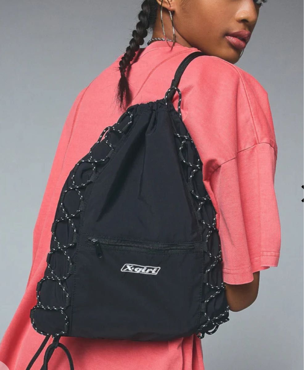 新品 エックスガール X-girl KNAPSACK ナップサック XG クロ 新品 エックスガール X-girl KNAPSACK ナップサック XG ブラック