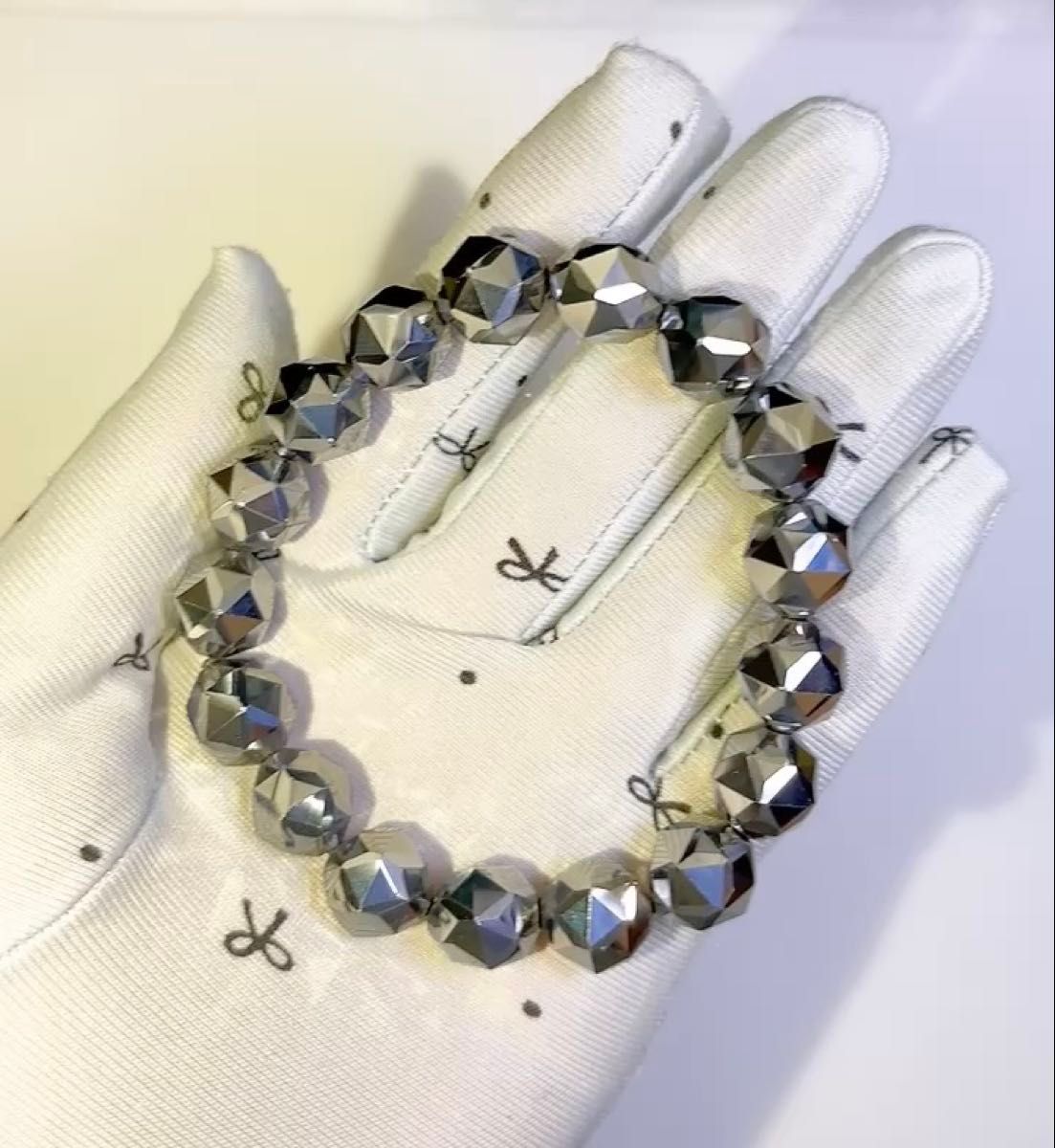 【260】天然石 テラヘルツ 多面カット ブレスレット約11㎜ パワーストーン