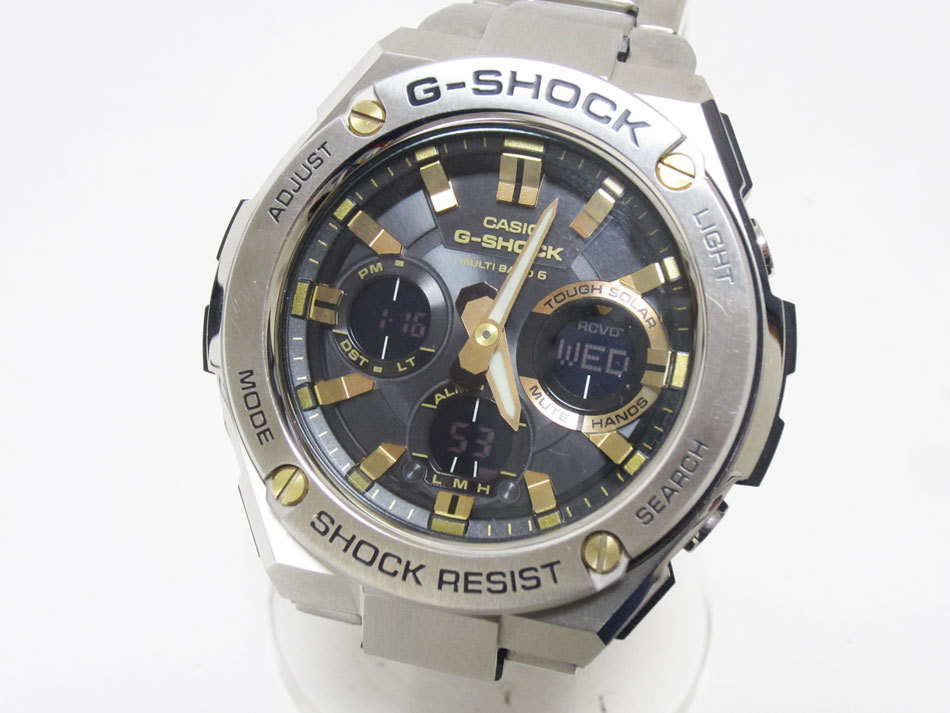 送料無料 CASIO カシオ G-SHOCK Gショック G-STEEL Gスチール メンズウォッチ タフソーラー 電波時計 腕時計 ゴールド GST-W110D-1A9JF_画像1