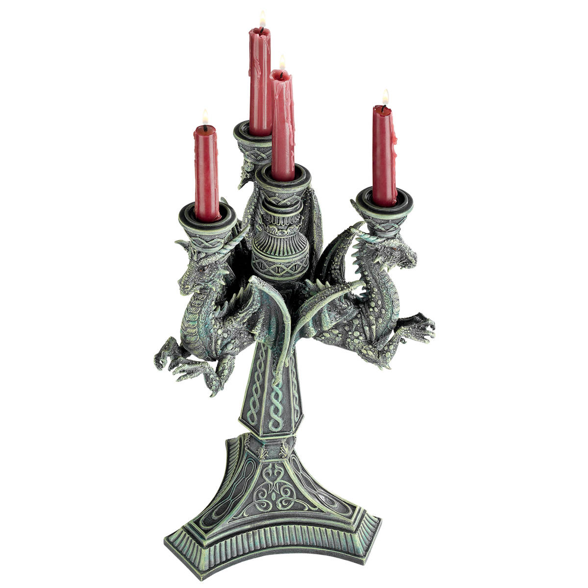 驚きの価格 4頭のドラゴンの燭台 竜のキャンドルホルダー 燭台中世