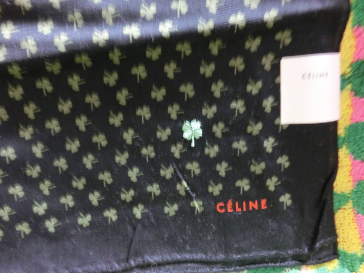 CELINE　大判ハンカチ　　クローバー　　A_画像3