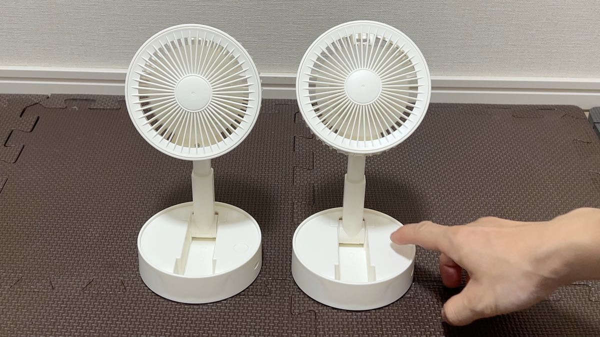 ミニ扇風機 折り畳み扇風機 卓上扇風機 小型 軽量 静音 ホワイト 2点セット
