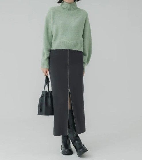 関税送料込【Ganni】ジップアップニットスカート COCA ジップアップニットスカート ロング グレー Mサイズ|Yahoo