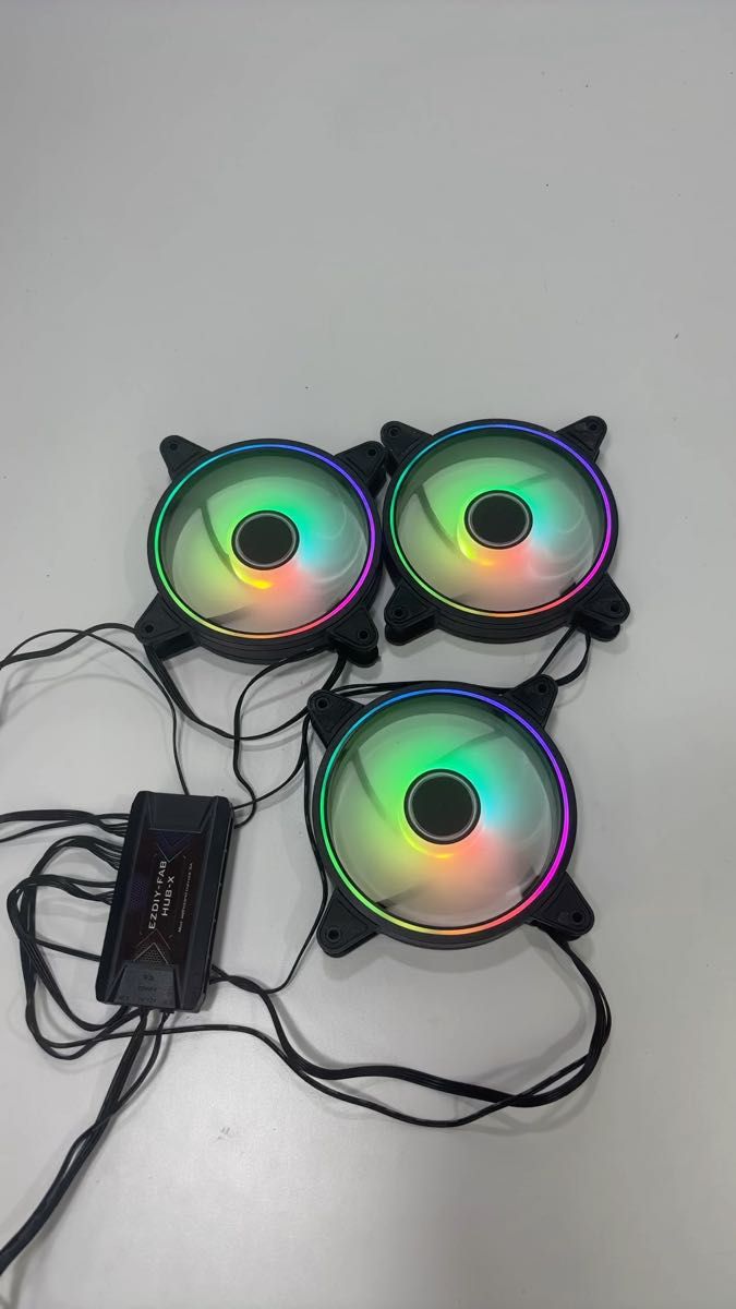 EZDIY-FAB 120mm PCケースファン 3個 +コントローラー リモコン無し ♯1727