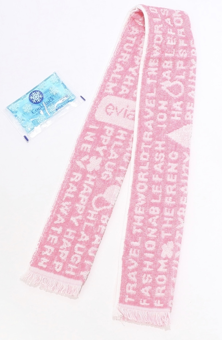 ## complete sale goods ## Afternoon Tea * shrimp Anne EVIAN collaboration AfternoonTea pink color cool neck towel . middle . measures COOL pocket attaching 92*8cm made in Japan 