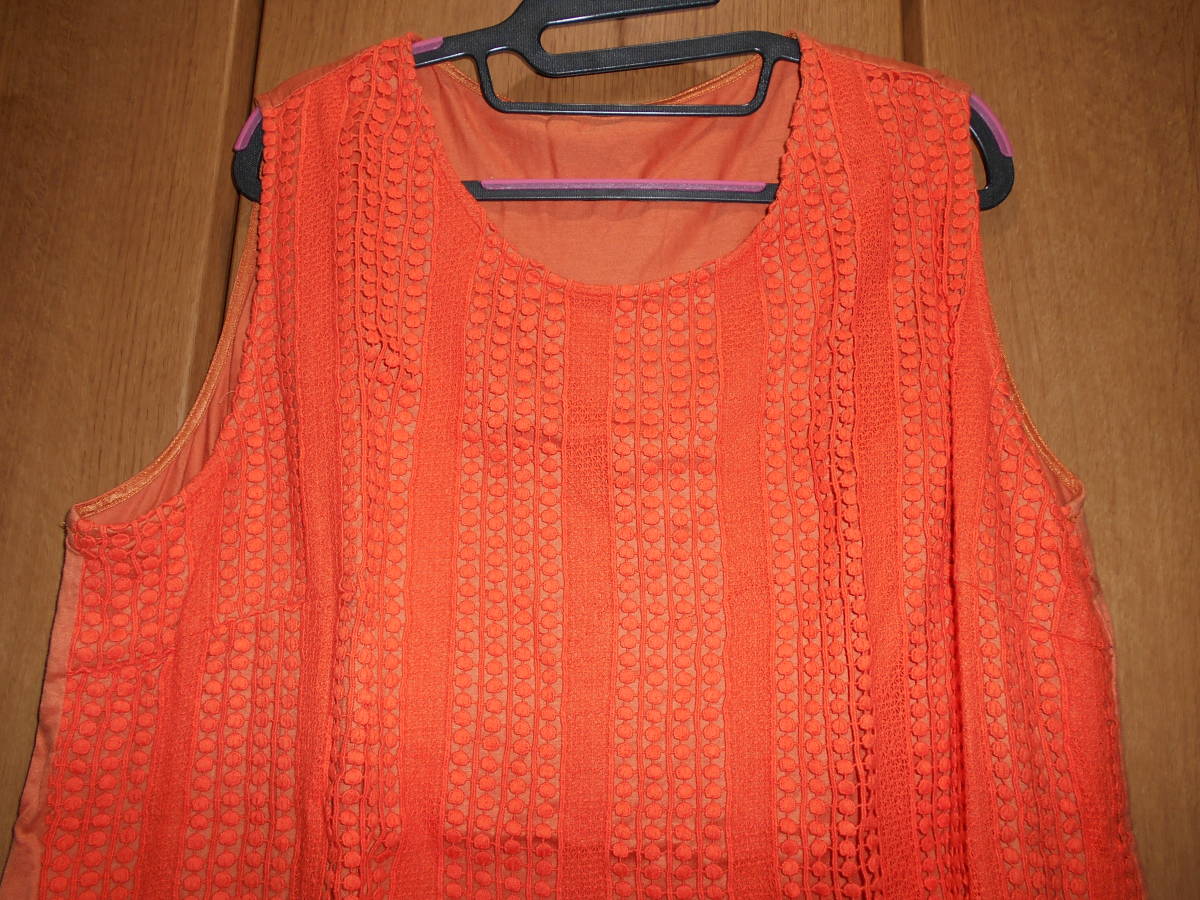 USED*4L orange pattern attaching tank top made in Japan 