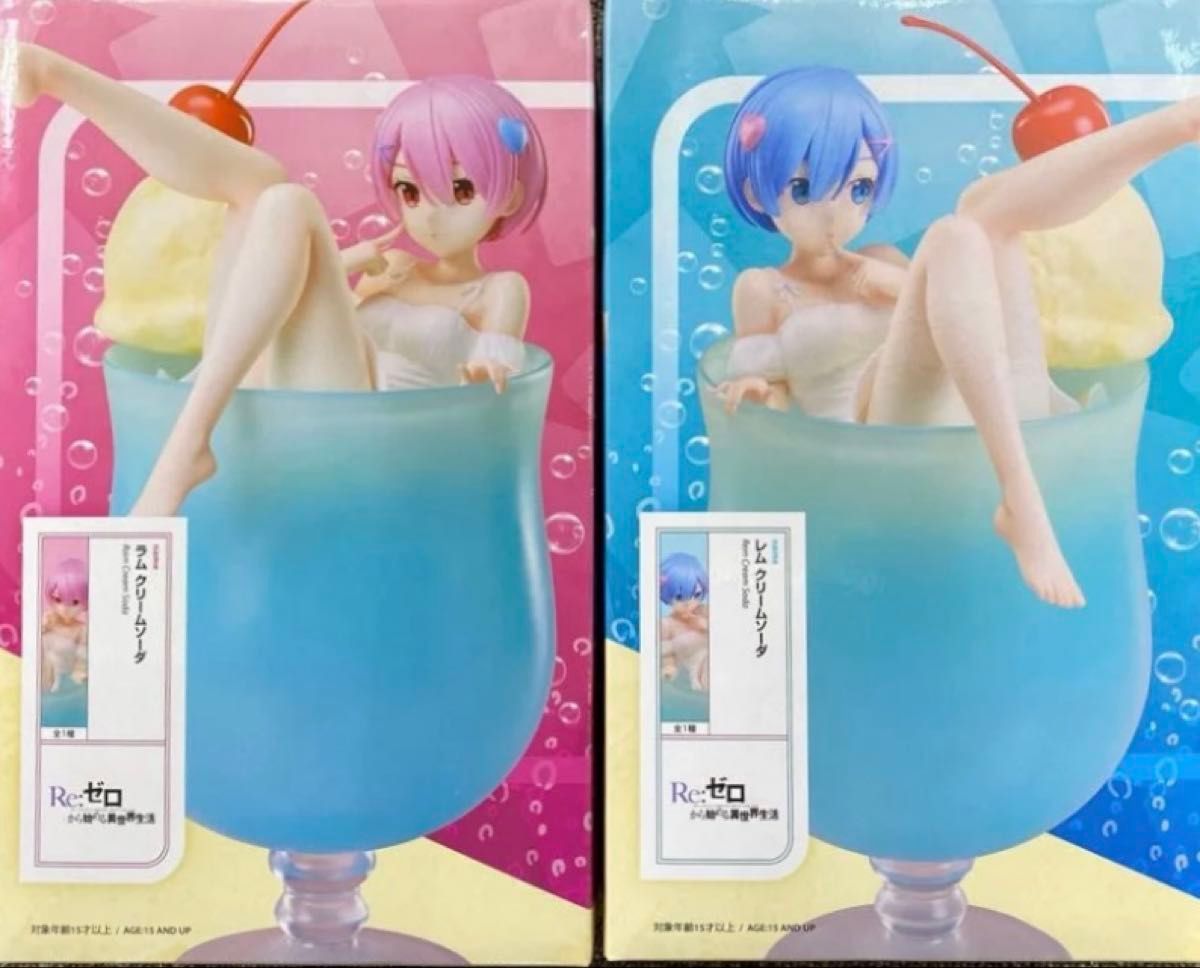 ラウンドワン限定 リゼロ 1/7フィギュア 5種セット リゼロ 1/7スケールフィギュア クリームソーダ レム&ラム