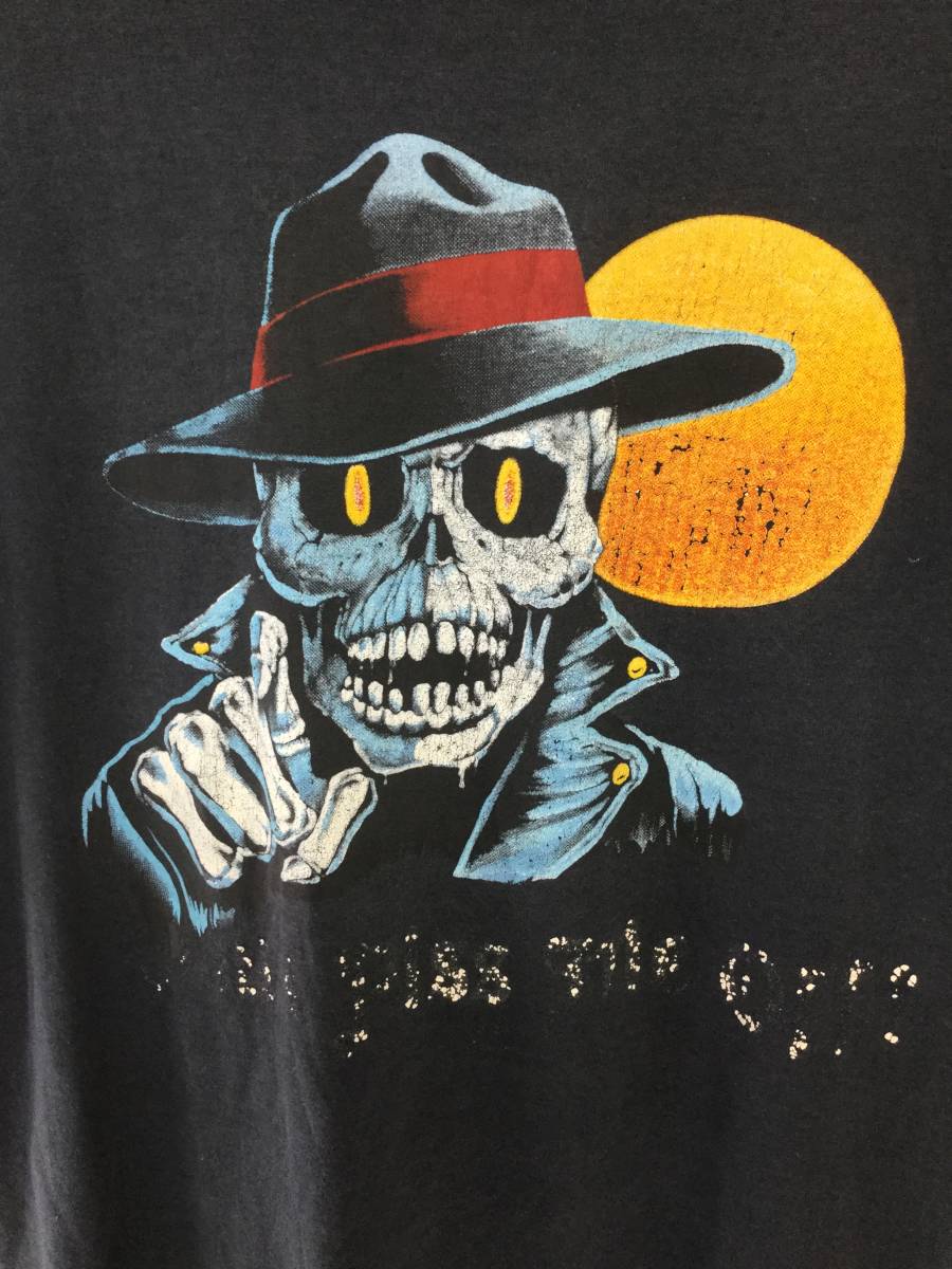 80s UNKNOWN VINTAGE TEE Don't piss me off Tシャツ 髑髏 スカル シングルステッチ_画像1