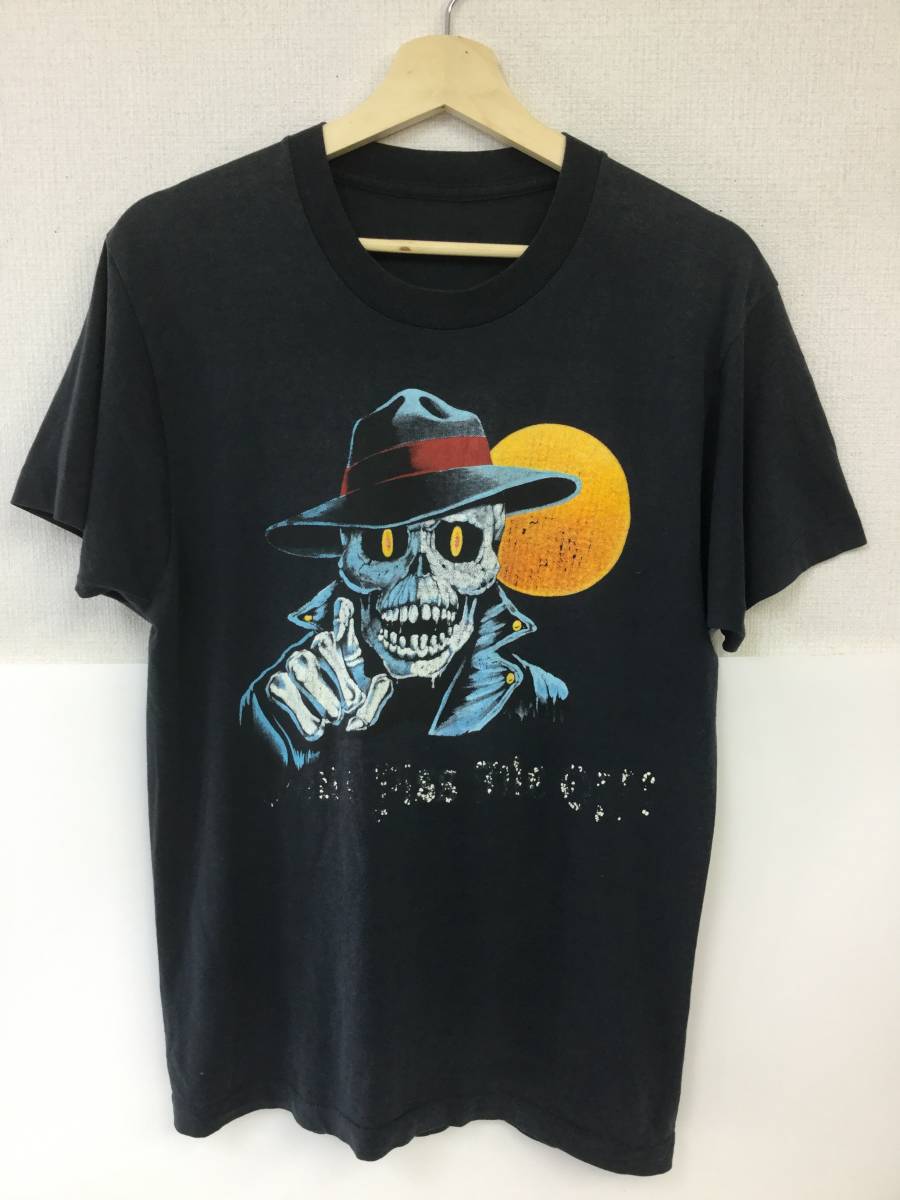 80s UNKNOWN VINTAGE TEE Don't piss me off Tシャツ 髑髏 スカル シングルステッチ_画像2
