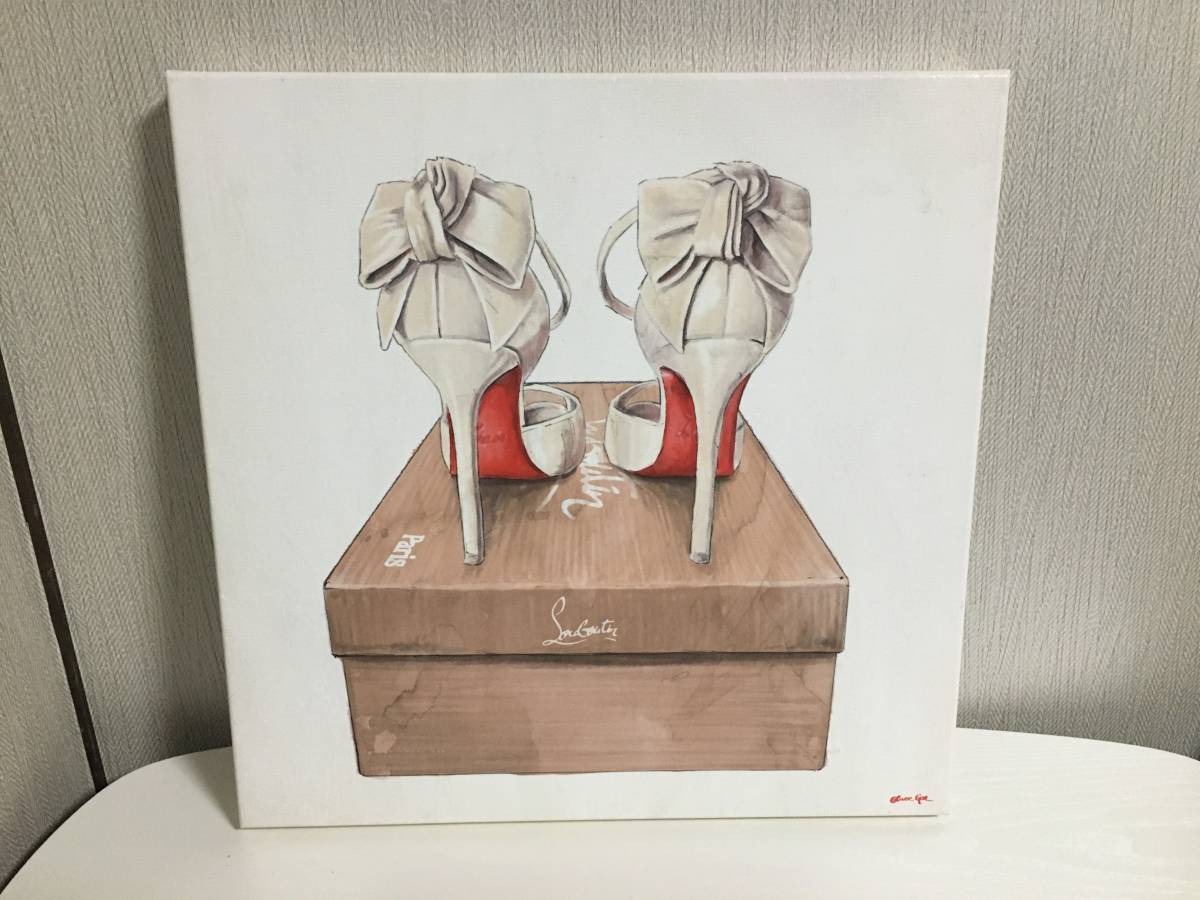 OliverGal オリバーガル ChristianLouboutin クリスチャンルブタン キャンバス アート 絵画 パネル ボード ハイヒール リボン 41cm×41cm