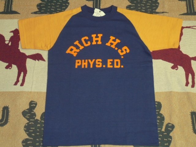 20 ウエアハウス 4077 RICH H.S. クルー ネイビー×ゴールド M 半袖 コンビ ラグラン Tシャツ