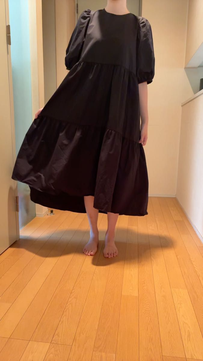 ZARA ティアードワンピース ブラックM