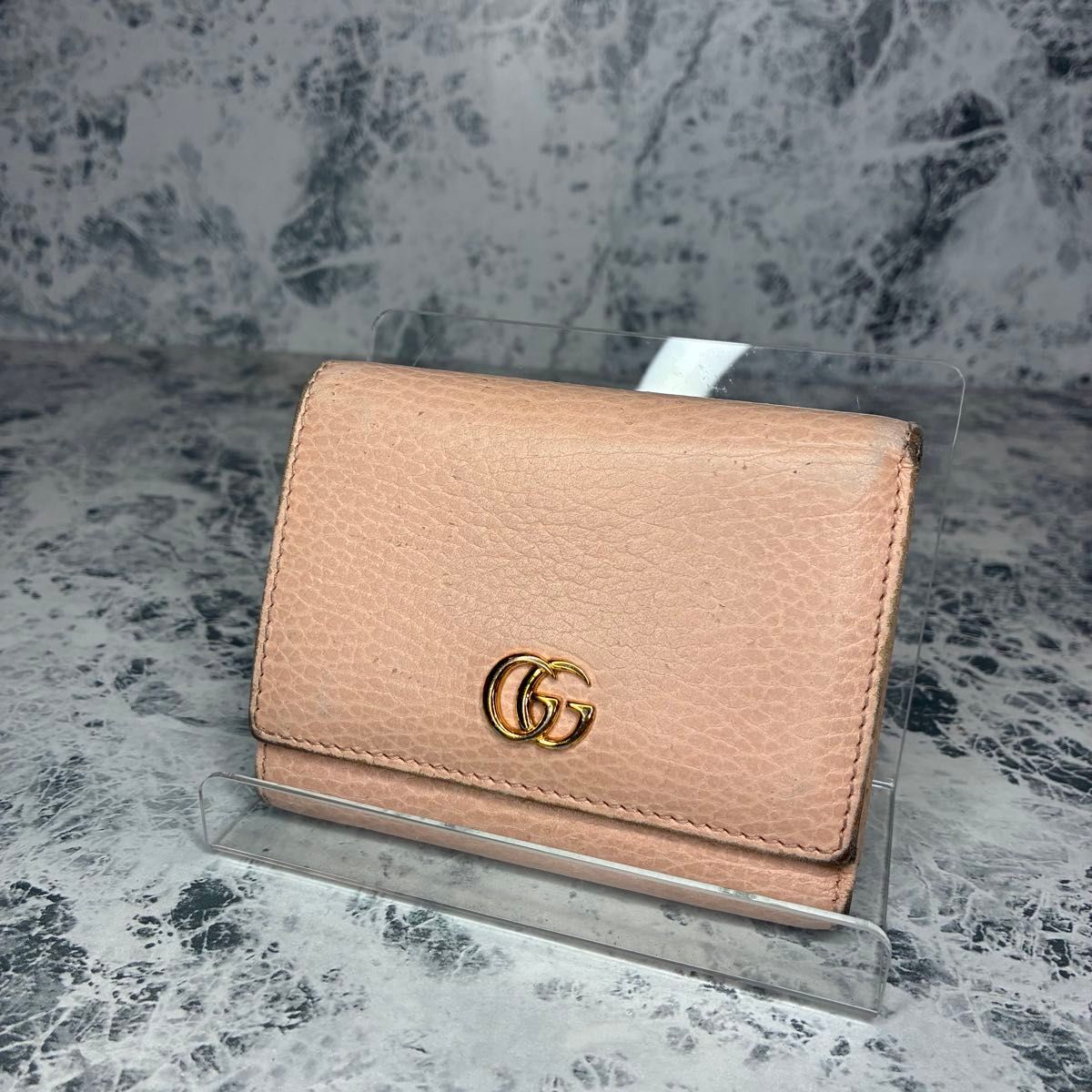 グッチ GGマーモント レザー財布 GUCCI グッチ GGマーモント レザー 三つ折り財布 ブラック 二