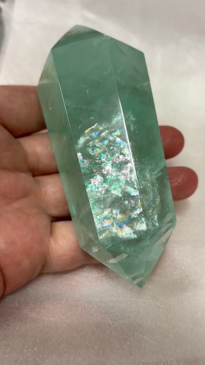 レイクブルーグリーン フローライト ポイント 虹入り レインボーたくさん 爽やかカラー とても綺麗 天然石