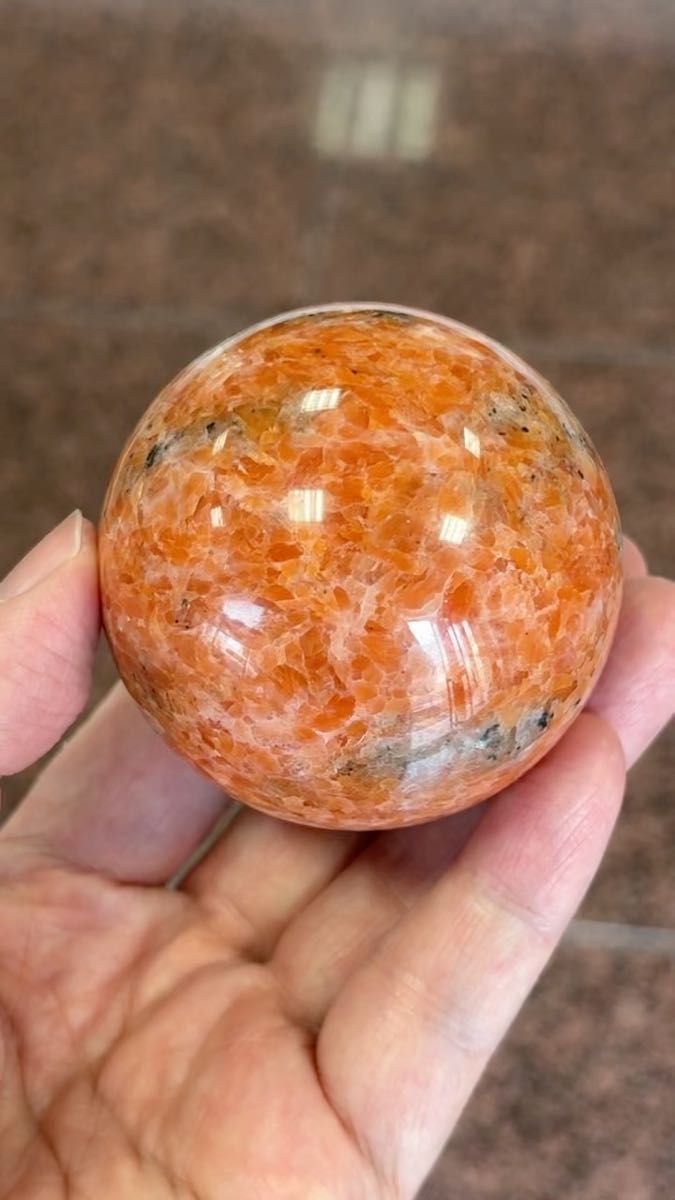 サンストーン スフィア 59.7mm 丸玉 かわいいビタミンカラー天然石