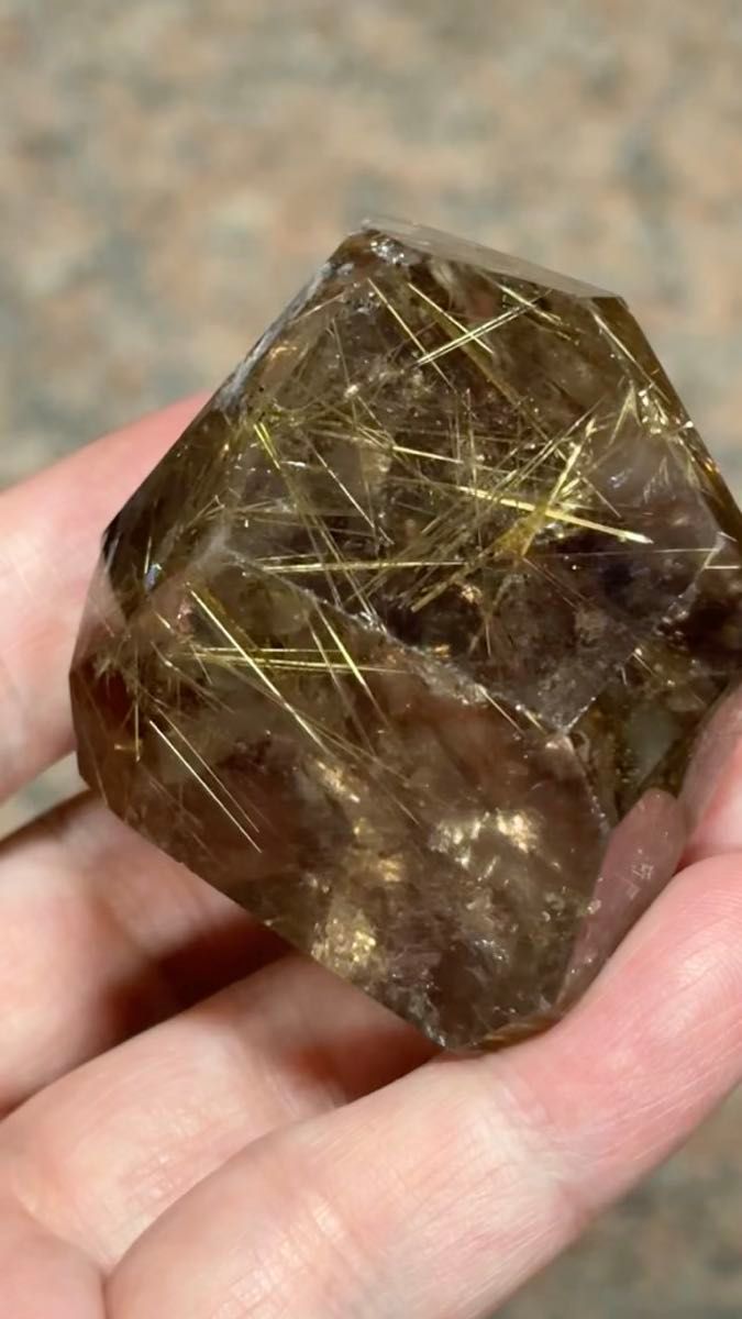 スモーキールチルクォーツ ルチル 金針水晶 127g フリーカット 透明 キラキラ天然石