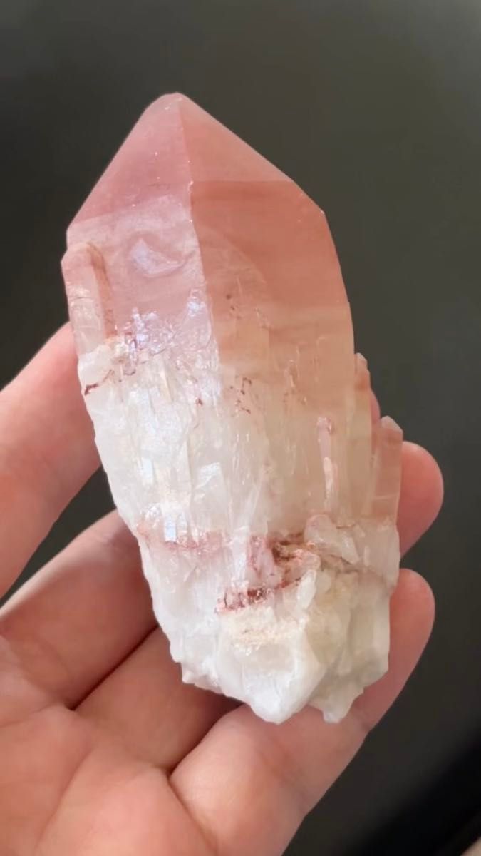 ピンクリチウム水晶 六面ファセット全部にレコードキーパーのレアピース 天然石