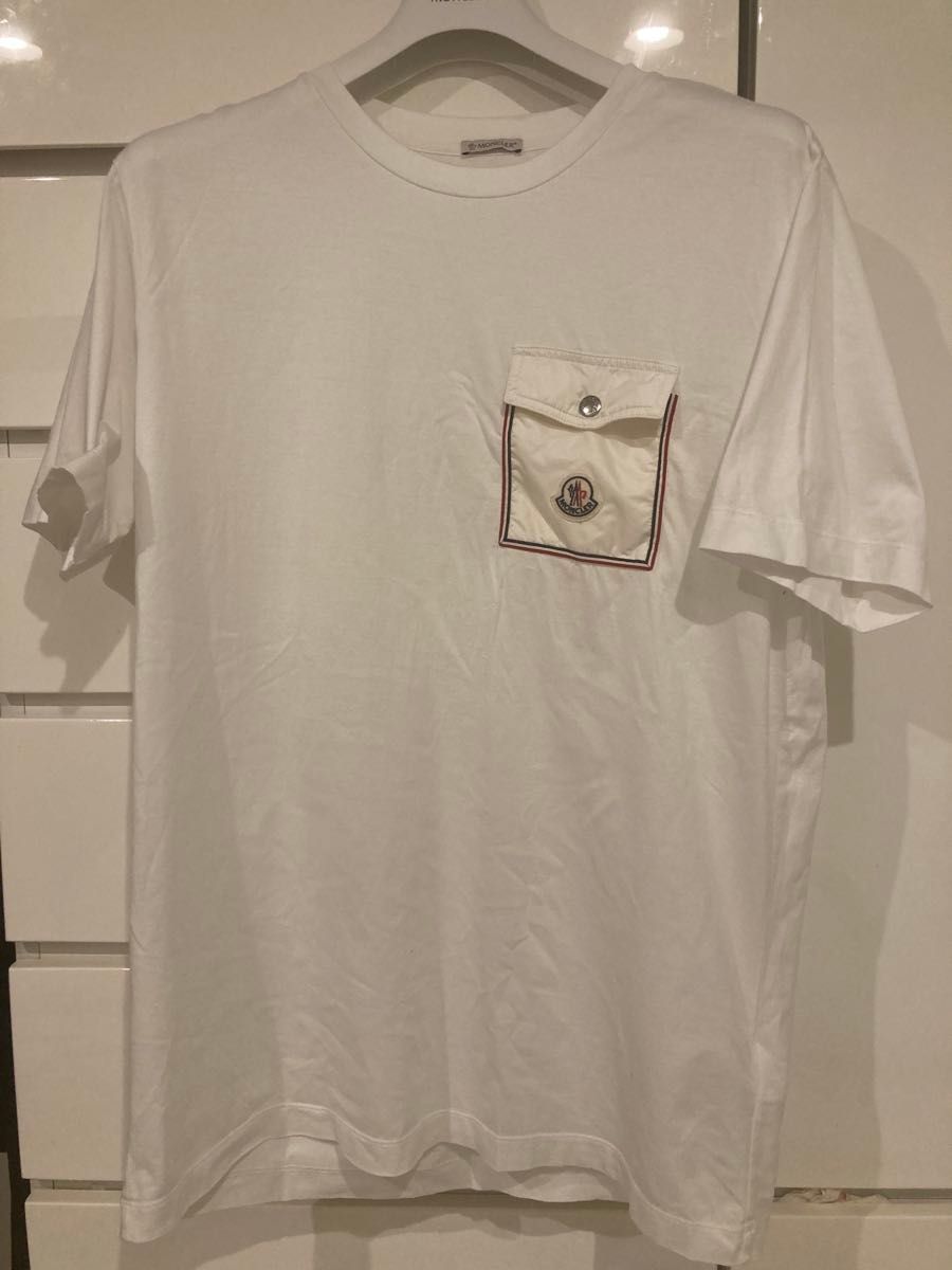 【関税込み】Moncler ホワイト ポケットTシャツ 美品サイズL】モンクレール ポケット ホワイトMONCLER 半袖T