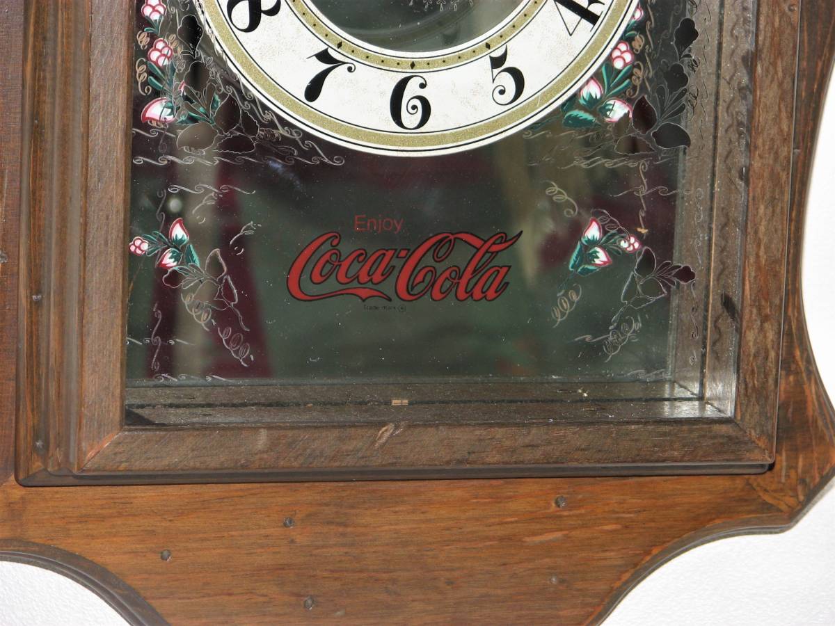 【ビンテージ】　コカ・コーラ　パブミラー木製掛け時計　　　中古品_画像3