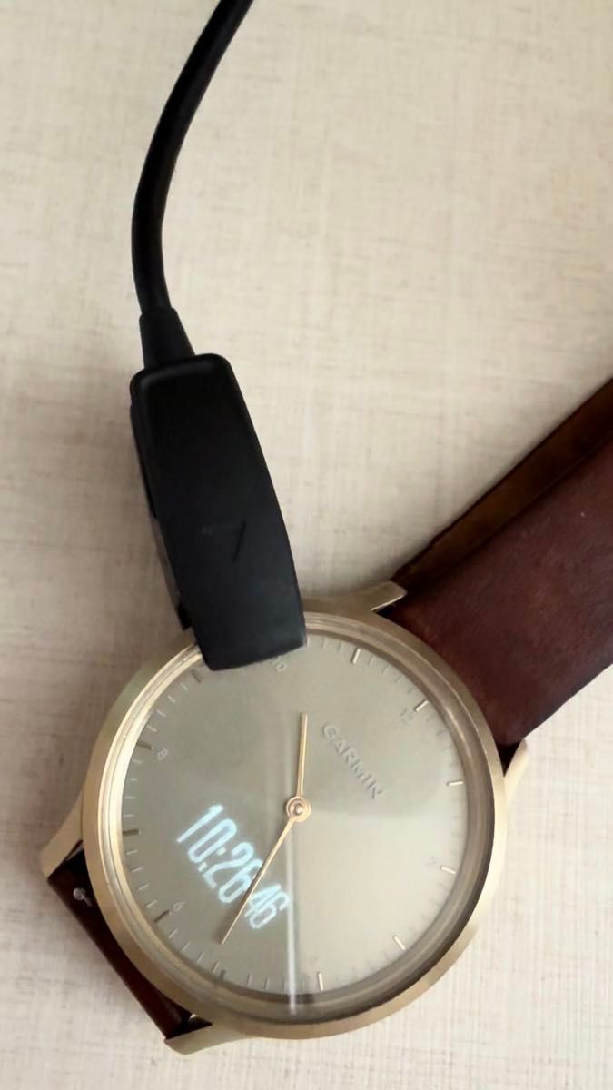 Garmin vivomove HR Leather スマートウォッチ 腕時計 シルバー 充電器付き