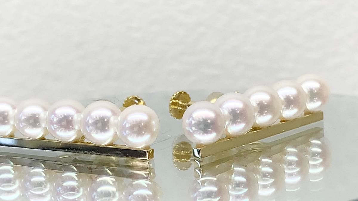 新品同様 TASAKI タサキ ■ バランス イヤリング K18 YG イエローゴールド レディース パール 真珠