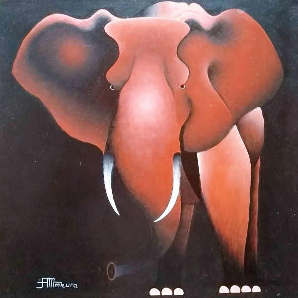 ○ アフリカの絵画、ティンガティンガ『 Tembo 』 Tingatinga by AM