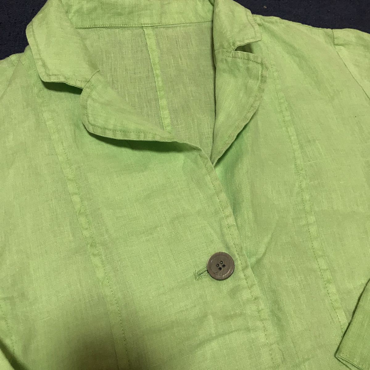 新品　リネン　麻　長袖ジャケット　3L 大きいサイズ 2万円弱の品　グリーン　黄緑　サマージャケット_画像2