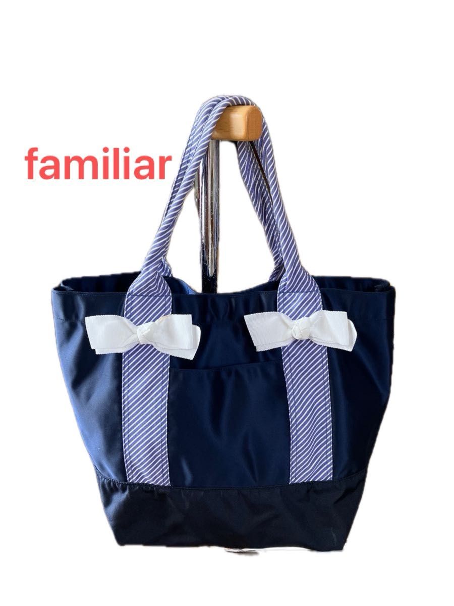 familiar トートバッグ ネイビー 音符 ミニレッスンバッグ familiar トートバッグ ネイビー 音符 ミニレッスンバッグ